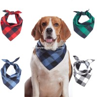 Factory Supply Handsome Plaid Pet Dog Saliva Towel Collar Dog Neck Triangle Scarf