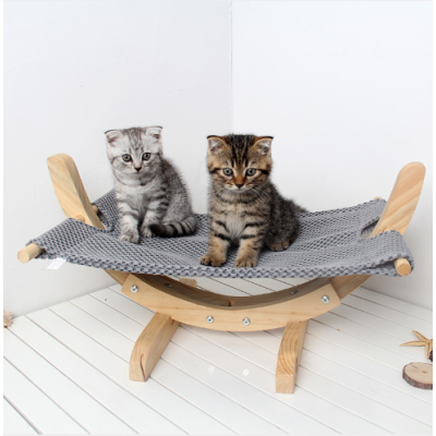 Pets Luxury  hanging wooden cat hammock solid wood bed soft plush cat bed