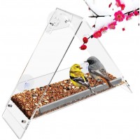 Custom Transparent Acrylic Triangular roof design Wild Bird Feeder